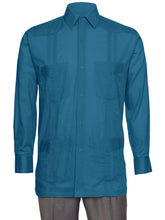 Load image into Gallery viewer, Mens Long Sleeve Linen Look Guayabera Shirt