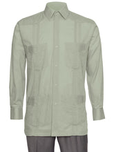 Load image into Gallery viewer, Mens Long Sleeve Linen Look Guayabera Shirt