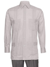 Load image into Gallery viewer, Mens Long Sleeve Linen Look Guayabera Shirt