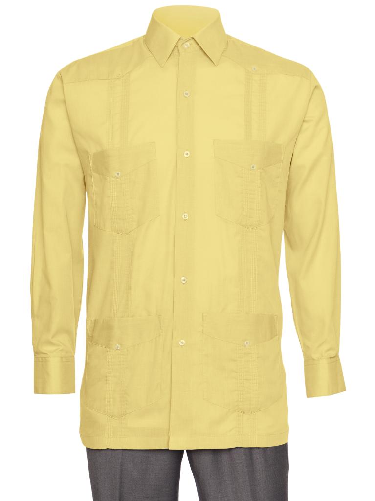 Mens Long Sleeve Linen Look Guayabera Shirt
