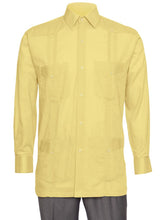 Load image into Gallery viewer, Mens Long Sleeve Linen Look Guayabera Shirt