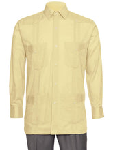 Load image into Gallery viewer, Mens Long Sleeve Linen Look Guayabera Shirt