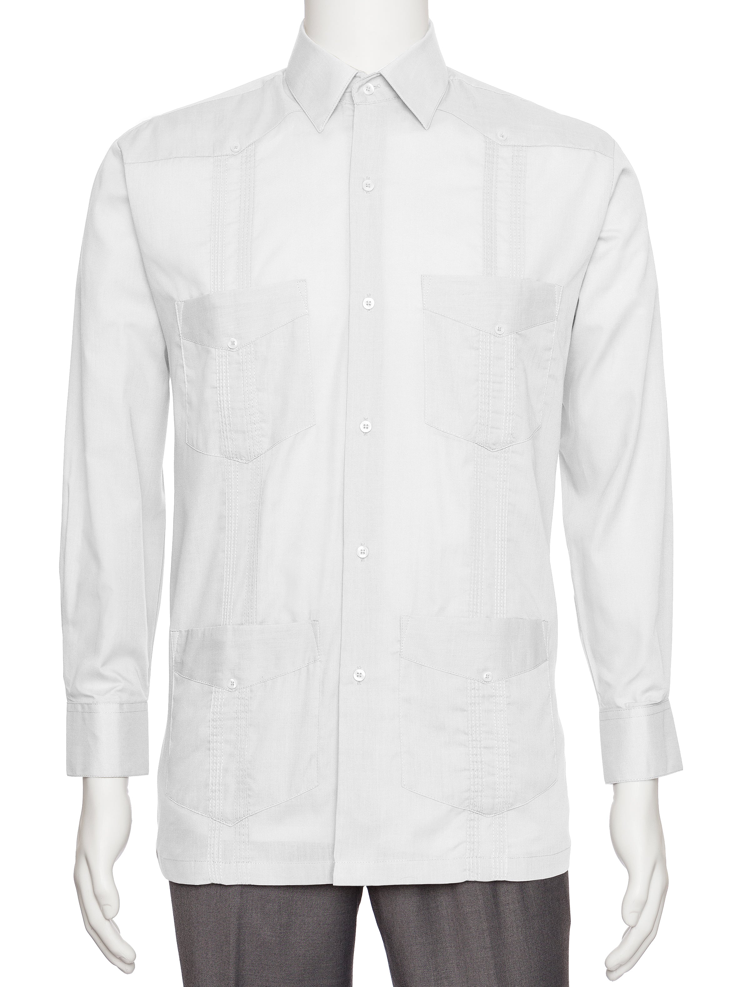 Mens Long Sleeve Linen Look Guayabera Shirt