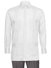 Load image into Gallery viewer, Mens Long Sleeve Linen Look Guayabera Shirt