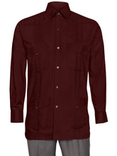 Load image into Gallery viewer, Mens Long Sleeve Linen Look Guayabera Shirt