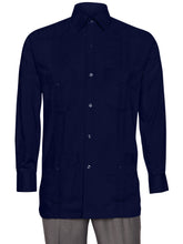 Load image into Gallery viewer, Mens Long Sleeve Linen Look Guayabera Shirt