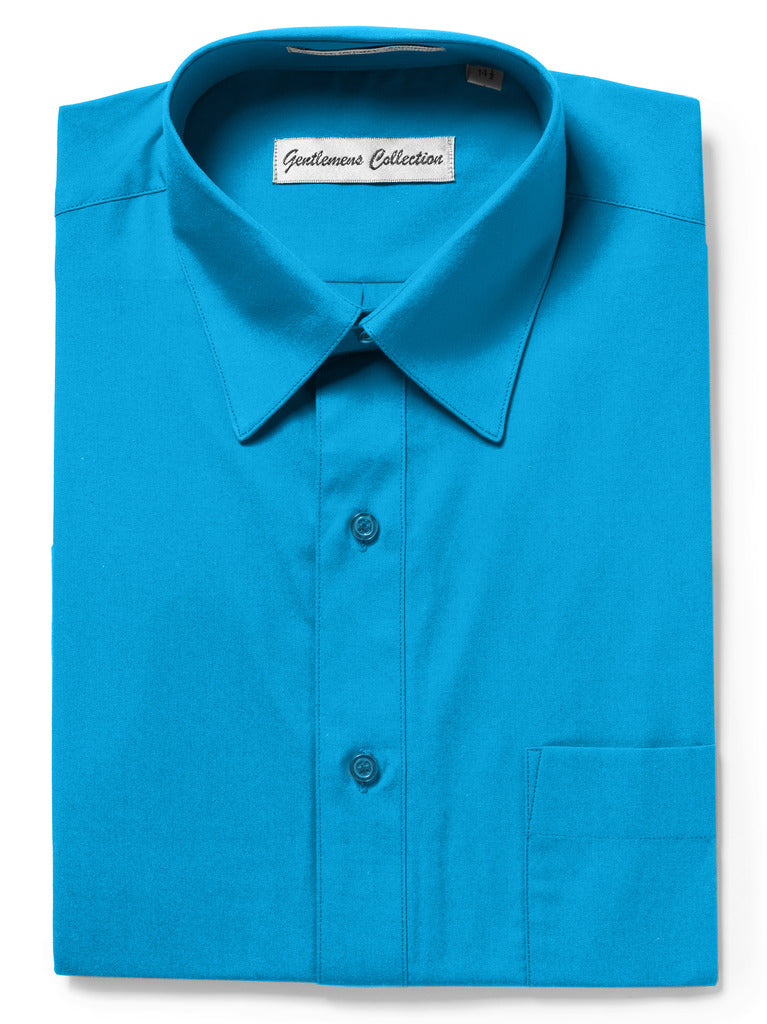 Men's Traditional Fit Aqua Dress Shirt Short Sleeve