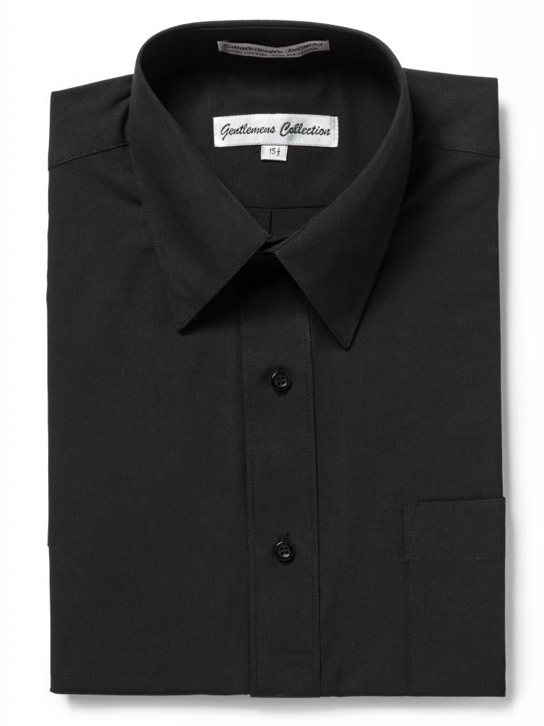 Men's Traditional Fit Black Dress Shirt Short Sleeve