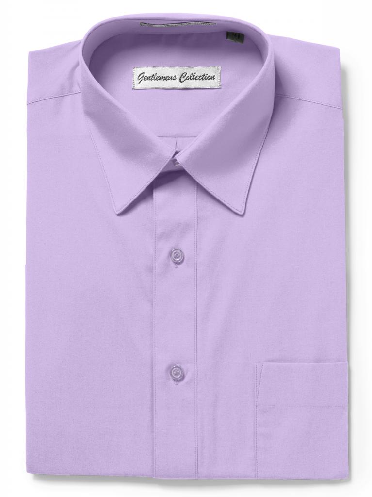 Men's Traditional Fit Lavender Dress Shirt Short Sleeve