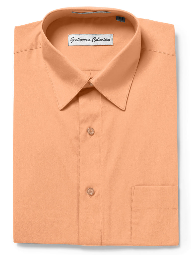 Men's Traditional Fit Peach Dress Shirt Short Sleeve