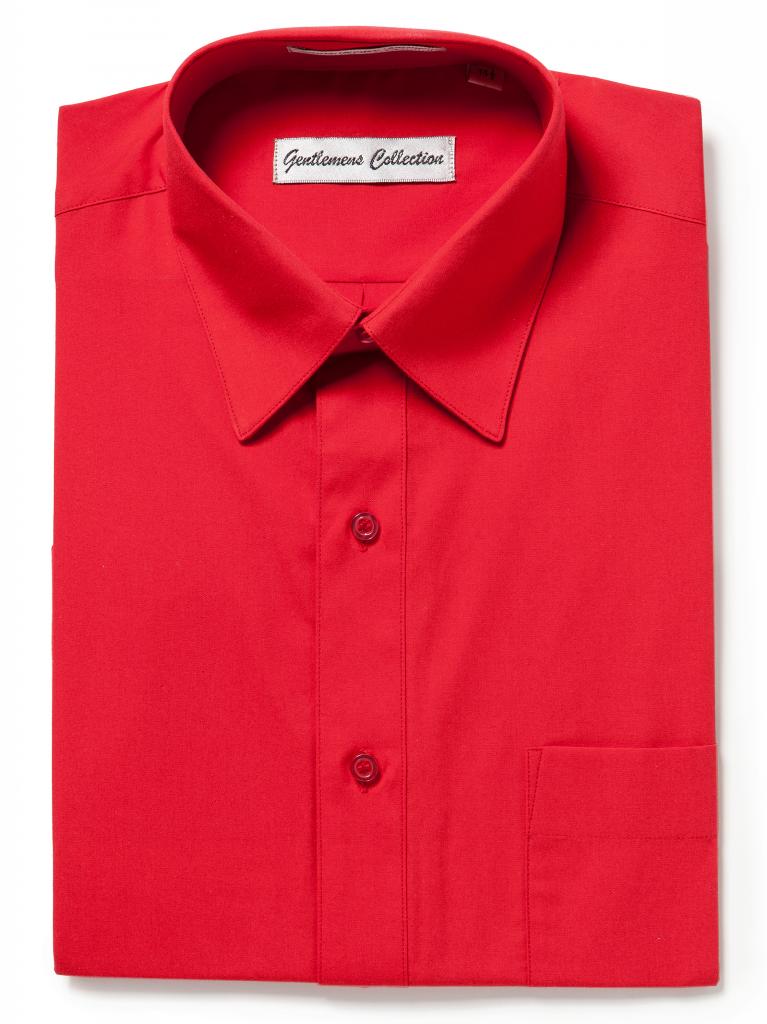 Men's Traditional Fit Red Dress Shirt Short Sleeve