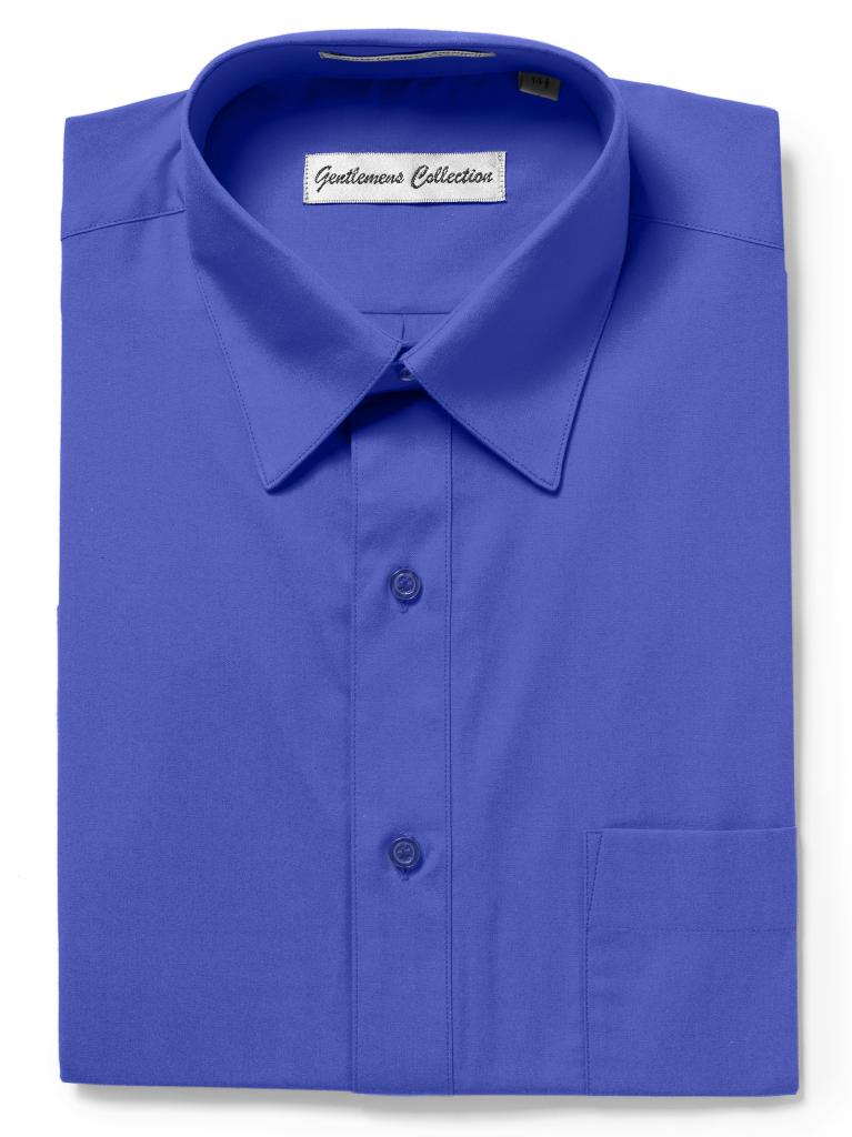 Men's Traditional Fit French Blue Dress Shirt Short Sleeve