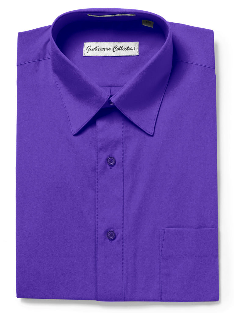 Men's Traditional Fit Purple Dress Shirt Short Sleeve