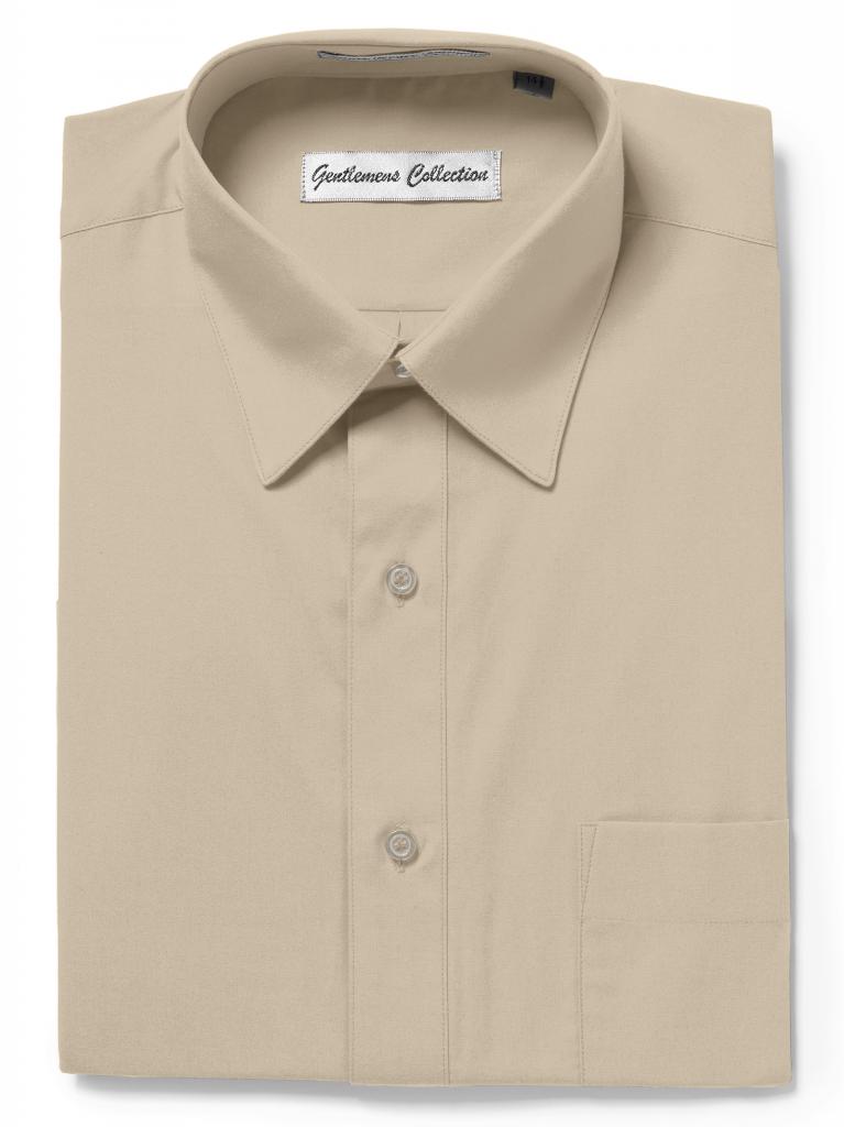 Men's Traditional Fit Tan Dress Shirt Short Sleeve