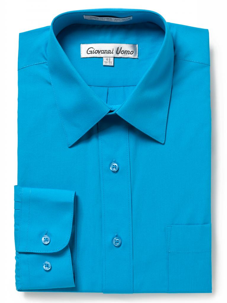 Men's Traditional Fit Aqua Dress Shirt Long sleeve