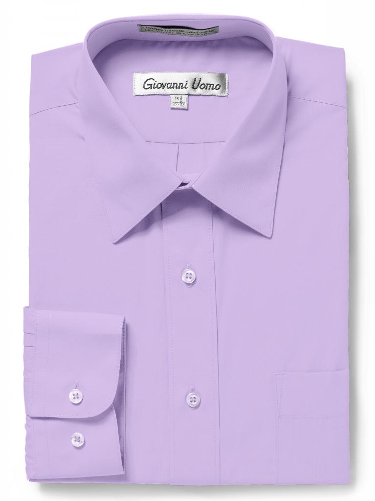 Men's Traditional Fit Lavender Dress Shirt Long Sleeve
