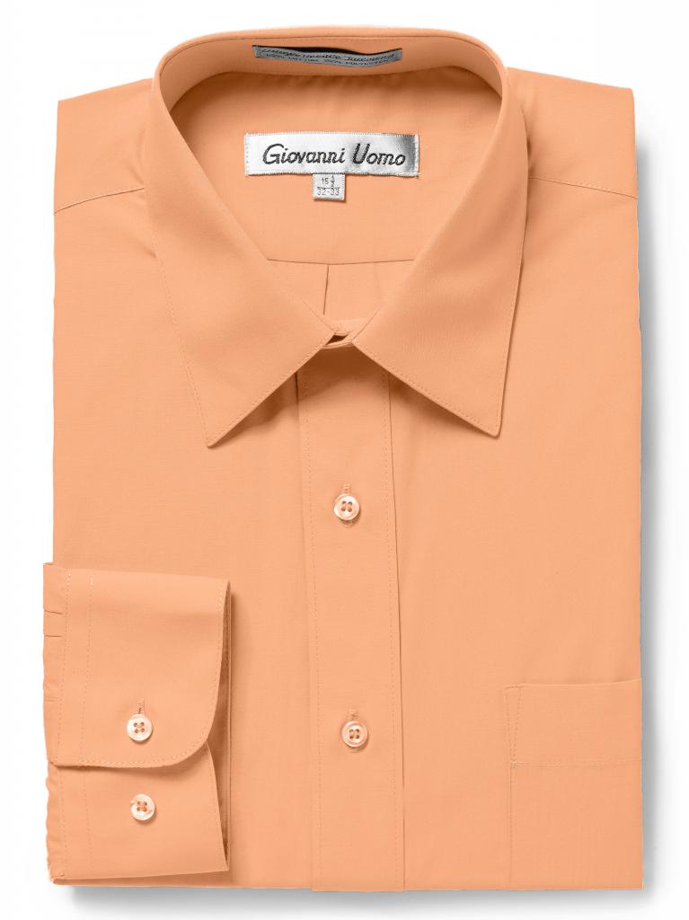 Men's Traditional Fit Peach Dress Shirt Short Sleeve