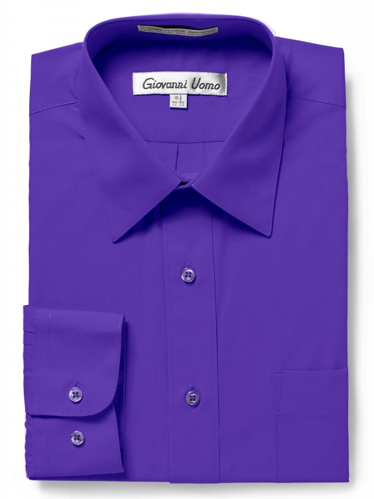 Men's Traditional Fit Purple Dress Shirt Long Sleeve