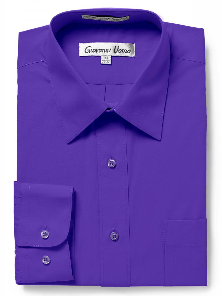 Men's Traditional Fit Purple Dress Shirt Short Sleeve & Long Sleeve –  Classic Mens Direct