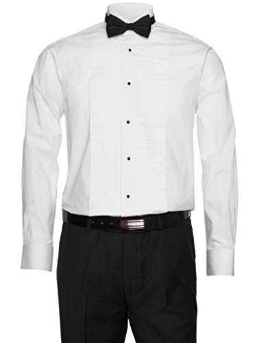 Mens Dress Shirt Studs Mens Tuxedo Shirts With Removable Stud Buttons, 1/8"  Pleat and Bow Tie  Classic Mens Direct