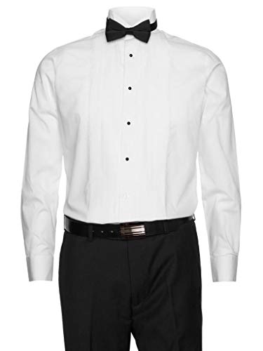 Gentlemens Collection Mens Tuxedo Shirts With 1/4 Inch Pleats with Bow Tie