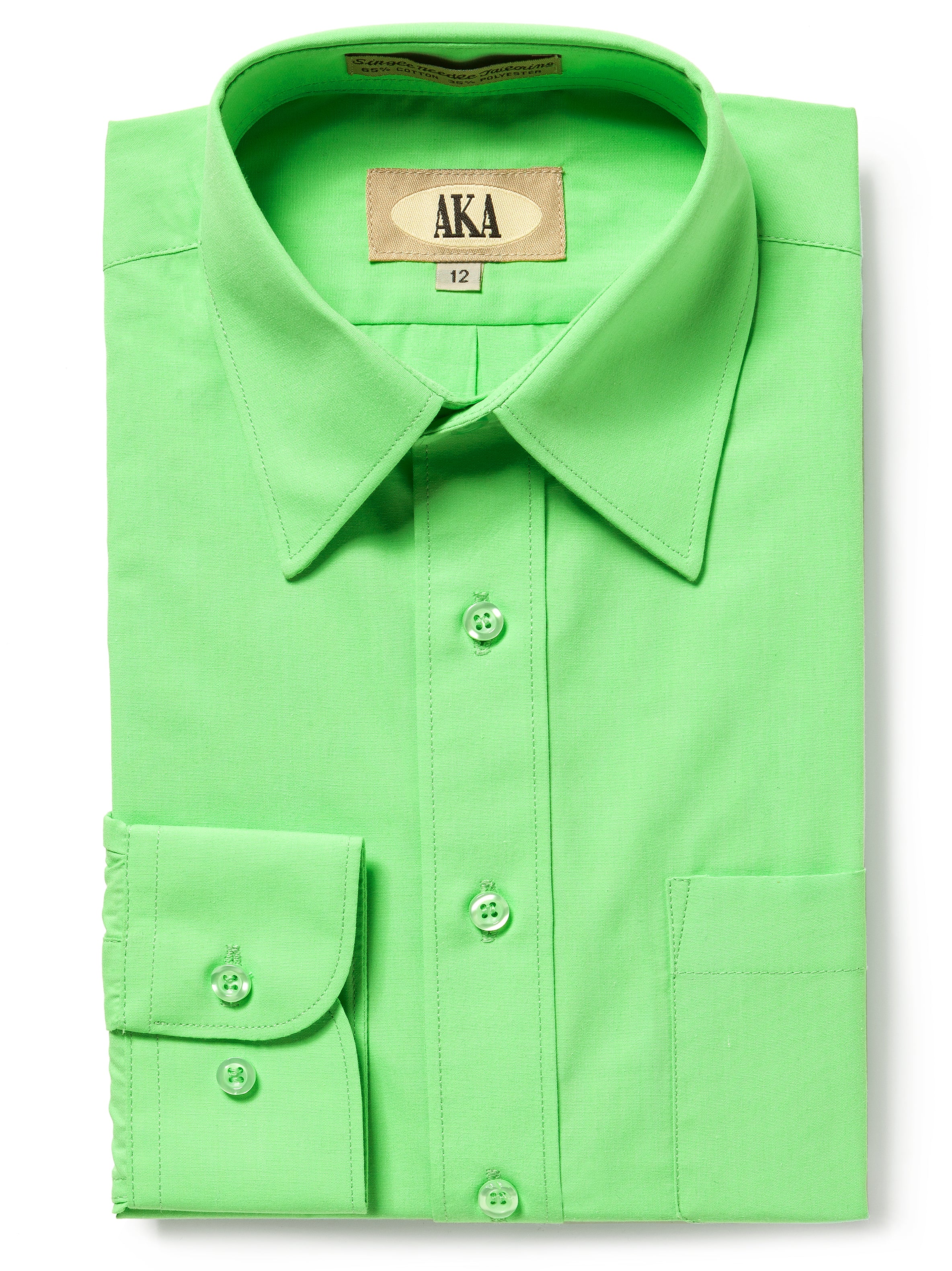 Lime Green Classic Fit Solid Long Sleeve Dress Shirt
