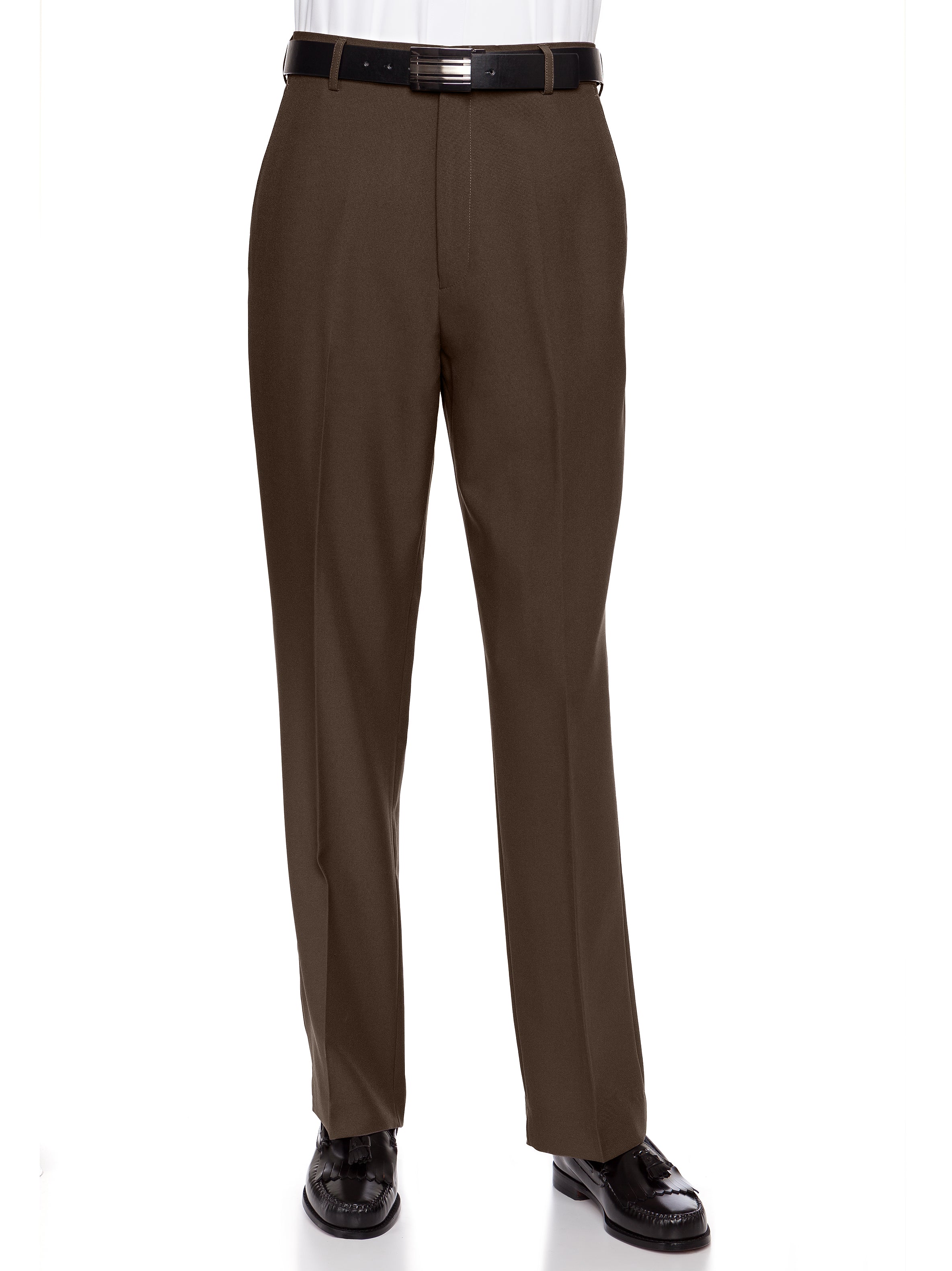 Men's Brown Flat Front Dress Pant Modern Fit - Perfect for Every Day!