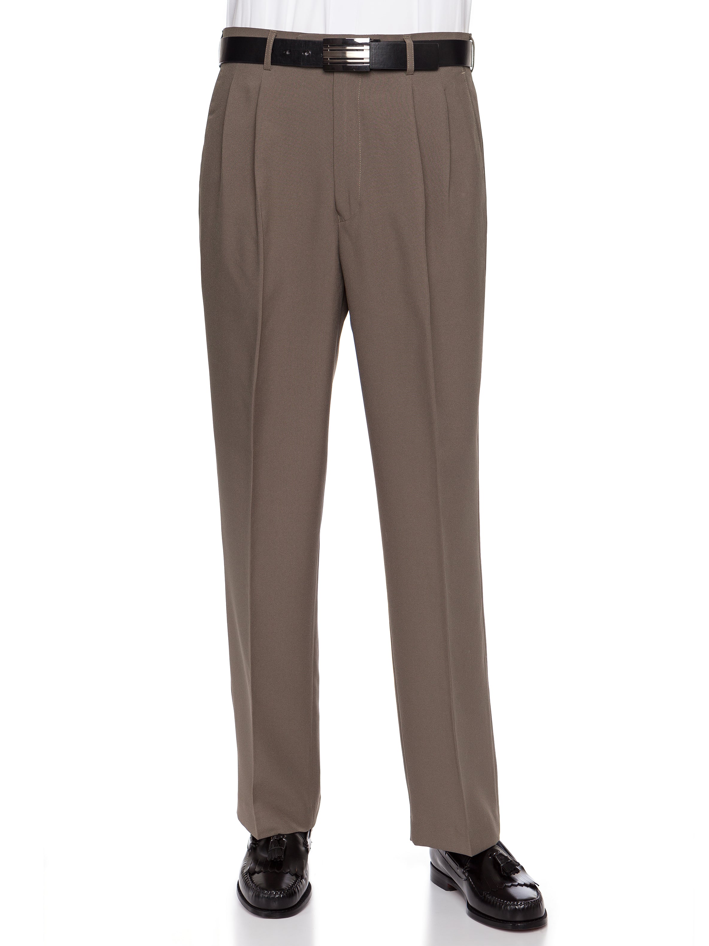 RGM Men's Work to Weekend Microfiber Performance Traditional Fit Pleated Dress Pant - Taupe