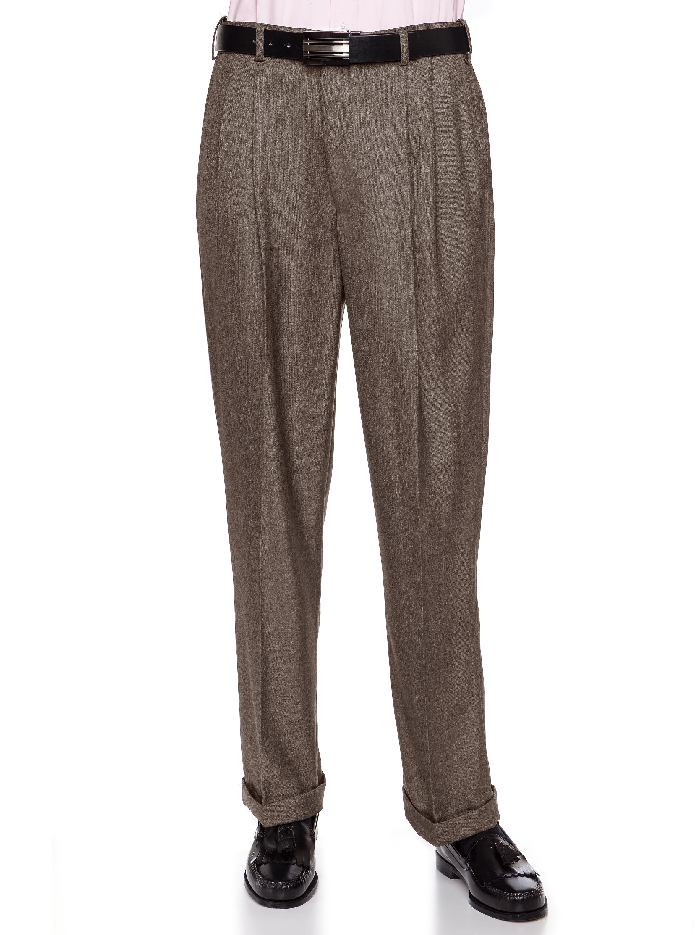 Mens Taupe Expandable Waist Dress Pants - Pleated Front Large Sizes 44W x 34L Mens Taupe Expandable Waist Dress Pants - Pleated Front Large Sizes 44W x 34L
