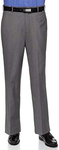 Mens Slim fit Dress Pants Flat-Front - Modern Formal Business Wrinkle Free No Iron Grey 33Wx34L