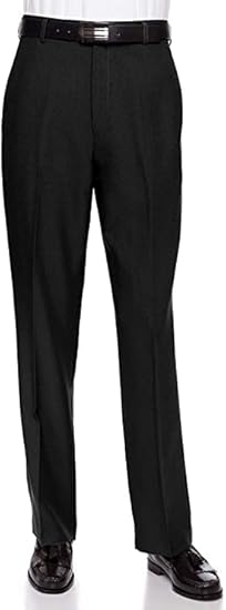 Men's Flat Front Dress Pant Modern Fit - Perfect for Every Day! - Black - Poly Rayon