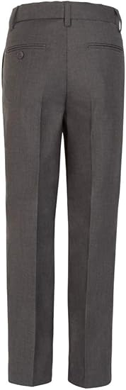 Boys Dress Pants Flat-Front - Slim fit Dress Slacks - Gray