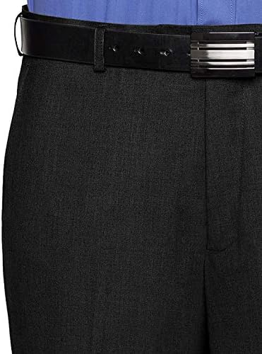 RGM Mens Slim fit Dress Pants Flat-Front - Modern Formal Business Wrinkle Free No Iron - Black