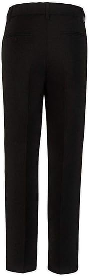 Boys Pant with Two Side Two Back Pockets Non-Elastic Waistband, Slim Pants for Boys Goes with Any Shirt Suit Jacket - Black-poly-rayon