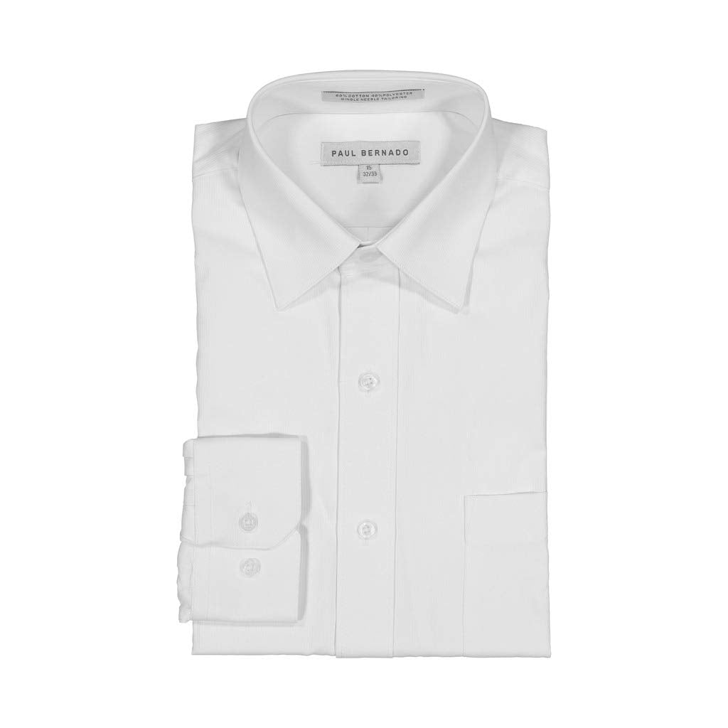 AKA Boys’ White-on-White Long Sleeve Dress Shirt