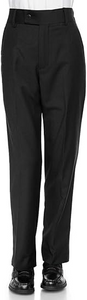 Boys Dress Pants Flat-Front - Slim fit Dress Slacks - Black-poly-rayon