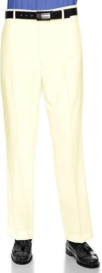 Men's Flat Front Dress Pant Modern Fit - Perfect for Every Day! - Cream