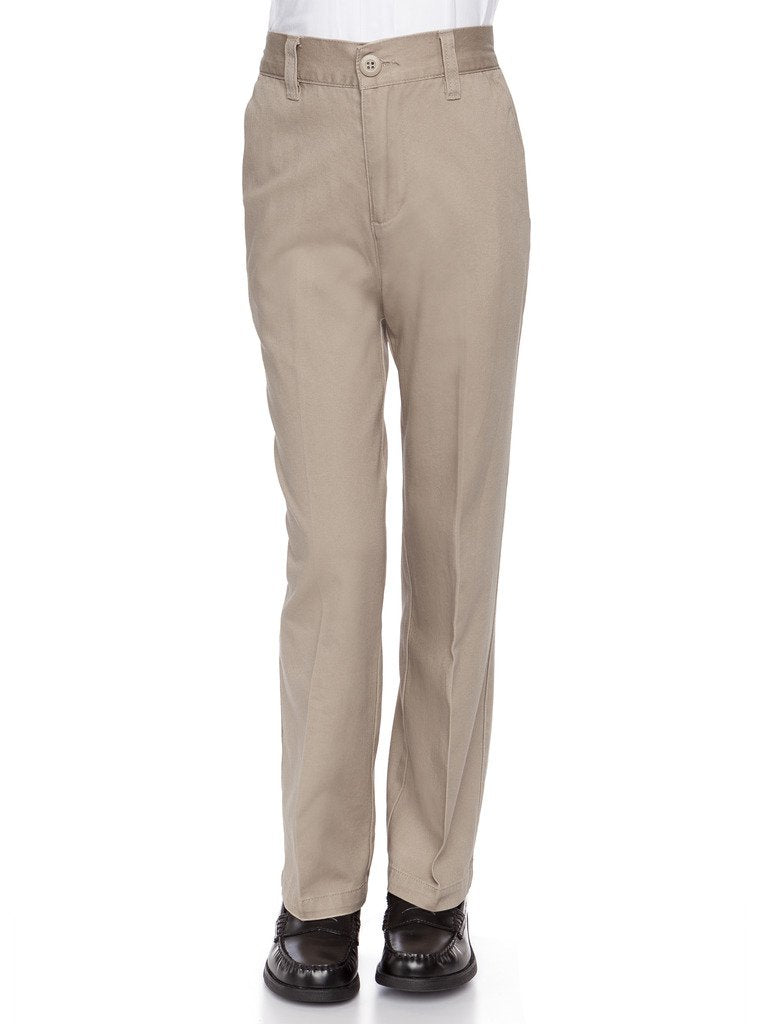 AKA Boys’ Flat-Front Back-Elastic Twill Pants