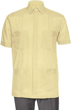 Load image into Gallery viewer, Short Sleeve Guayabera Shirt - for Men Cuban Linen Look - Honey
