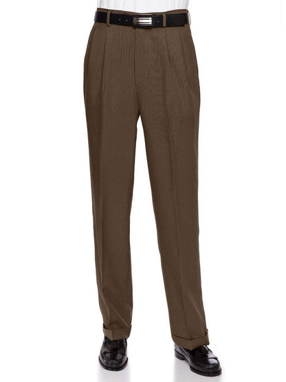 RGM Men’s Pleated Black Polyester Dress Pants – Regular & Expandable Waist