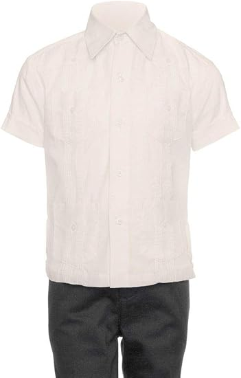 Big Boy's Little Boys Short Sleeve Linen Look Guayabera Shirt - Beige