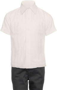 Big Boy's Little Boys Long Sleeve/Short Sleeve Linen Look Guayabera Shirt - Beige
