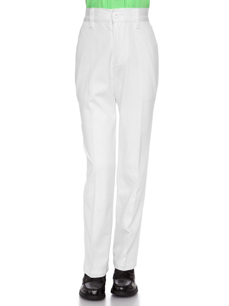 AKA Boys’ Flat-Front Back-Elastic Twill Pants