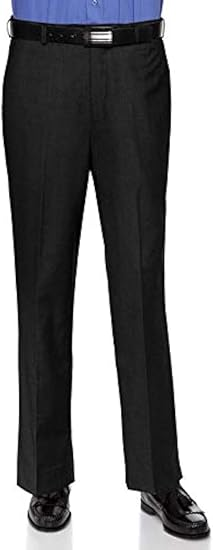 Mens Slim fit Dress Pants Flat-Front - Modern Formal Business Wrinkle Free No Iron Black 40Wx30L