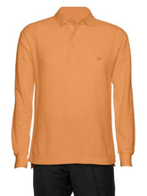 Load image into Gallery viewer, Men&#39;s Tangerine Solid Polo Shirt Classic Fit - Pique Chambray Collar- Long Sleeve
