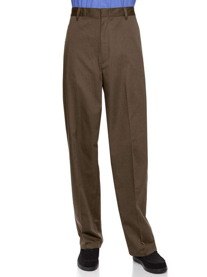 AKA Men’s Half-Elastic Flat-Front Twill Pants – Relaxed Fit