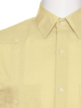 Load image into Gallery viewer, Short Sleeve Guayabera Shirt - for Men Cuban Linen Look - Honey
