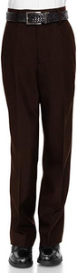 Boys Dress Pants Flat-Front - Slim fit Dress Slacks - Brown