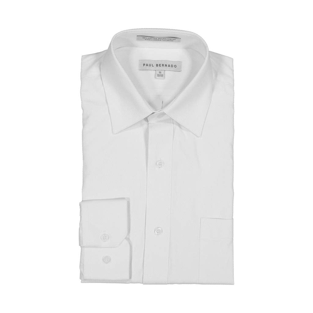 AKA Boys’ White-on-White Long Sleeve Dress Shirt