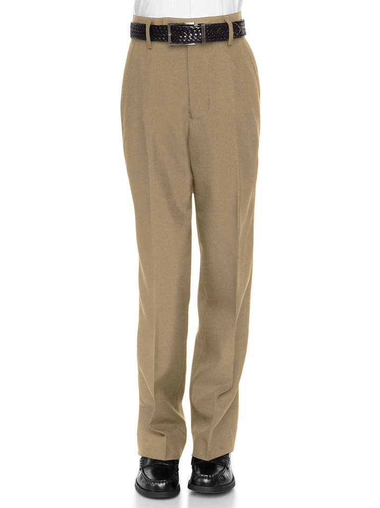RGM Boys’ Slim Fit Flat-Front Dacron Dress Pants – Regular & Husky